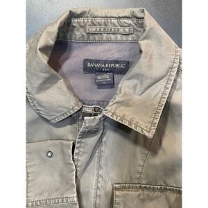 Banana Republic Mens Utility Jacket Gray Button Front Casual Size M